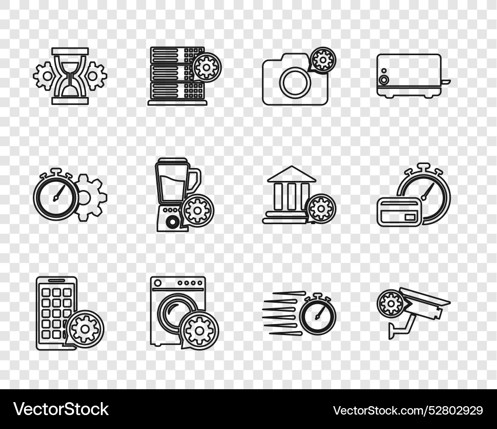 Set line mobile apps setting security camera Set line mobile apps setting security camera vector image