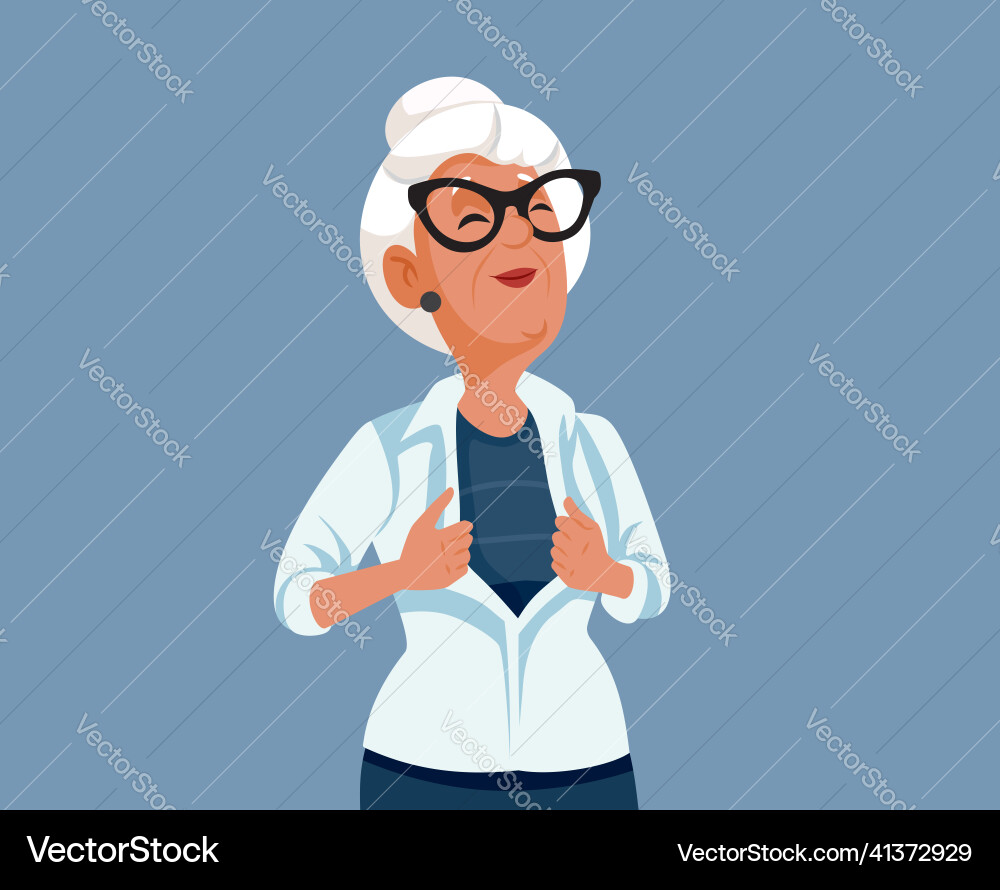 Super grandma opening her shirt superhero style Super grandma opening her shirt superhero style vector image