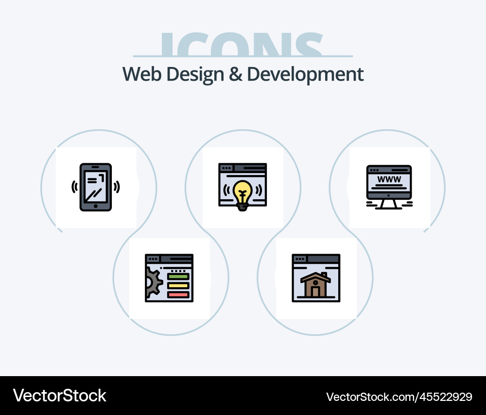 Web design and development line filled icon pack Vector Image