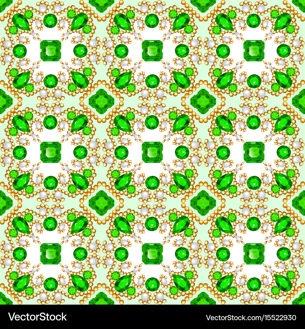 Background seamless with pattern and gems Vector Image