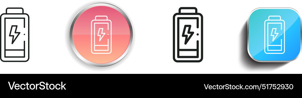 Battery icon thin linear regular and button style vector image