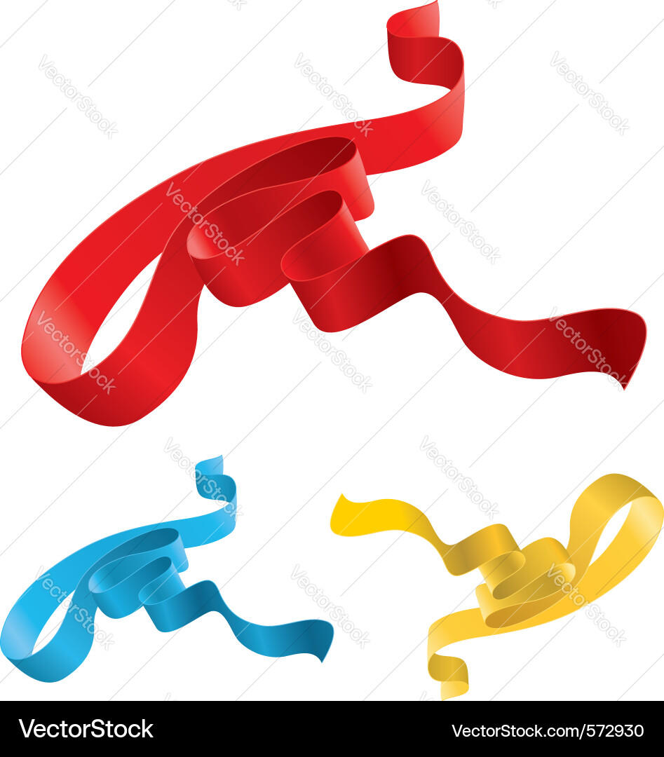 Bunte Ribbon-Set auf Weiß Vektorbild