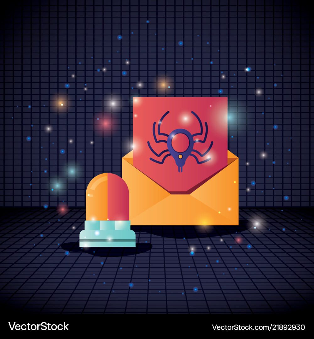 Cyber security with envelope vector image