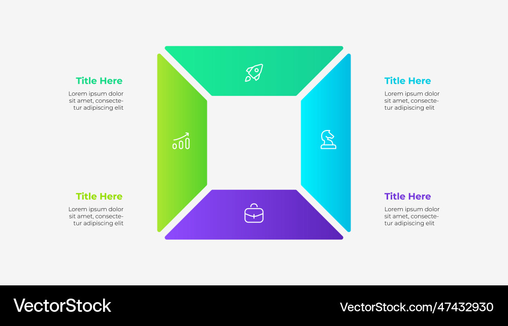 Diagram in the form of a square divided into 4 Vector Image
