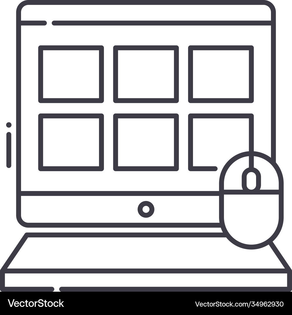 Digital computer icon linear isolated Vector Image