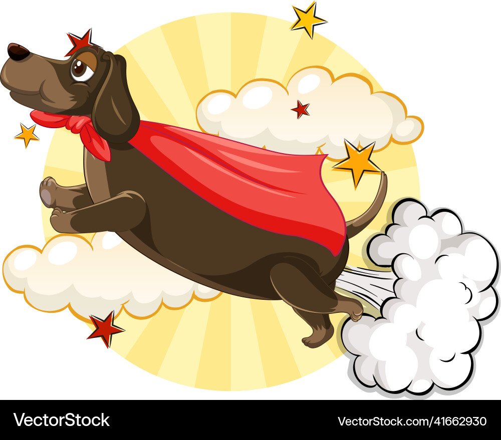 Dog with red cape flying vector image