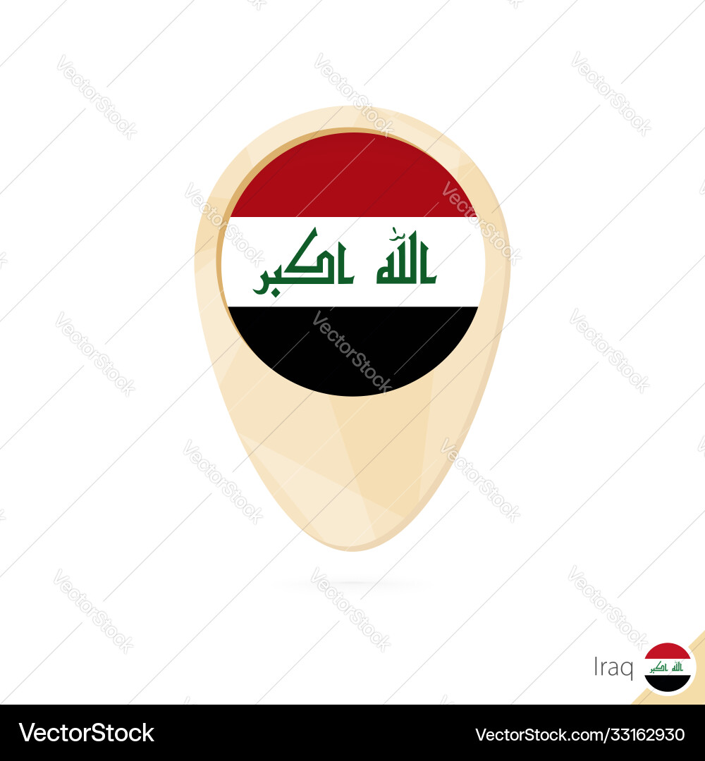 Map pointer with flag iraq orange abstract Map pointer with flag iraq orange abstract vector image