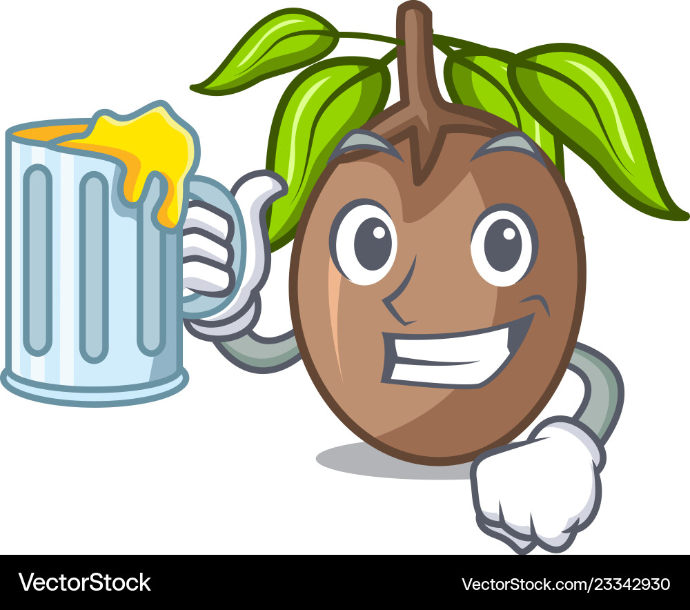 Mit Saft Sapodilla Frucht in Form Cartoon geschnitten Mit Saft Sapodilla Frucht in Form Cartoon geschnitten vektorbild