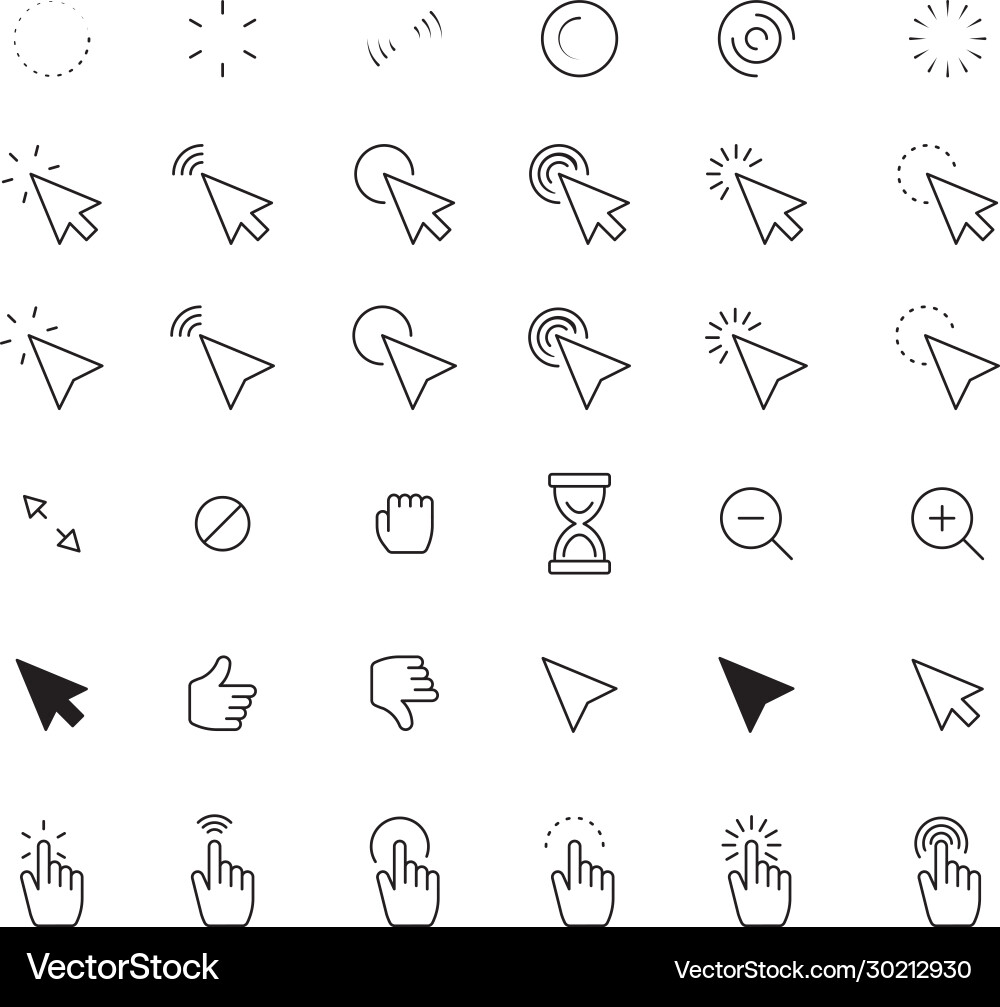 Mouse cursor web interface pointers clocks hands Mouse cursor web interface pointers clocks hands vector image