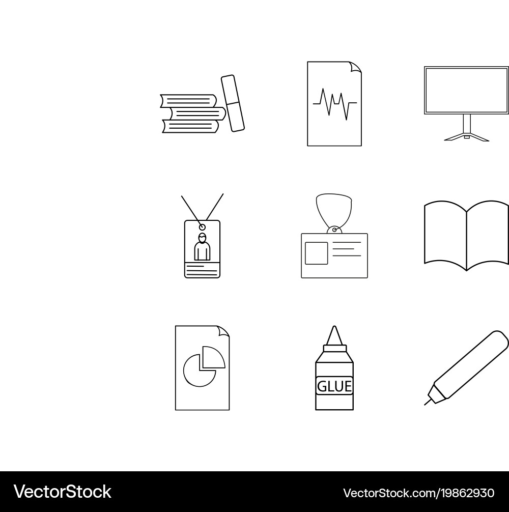 Office linear icon set simple outline icons vector image