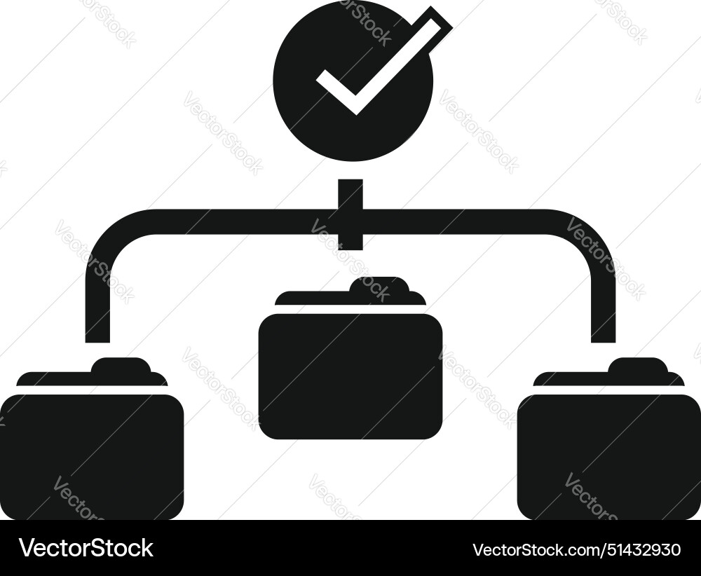 Project management flowchart with checkmark icon Project management flowchart with checkmark icon vector image