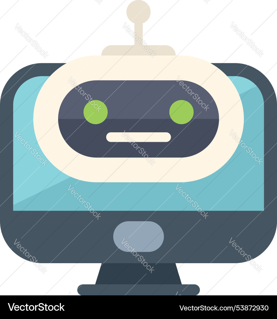 Robot face displaying on a computer screen Robot face displaying on a computer screen vector image