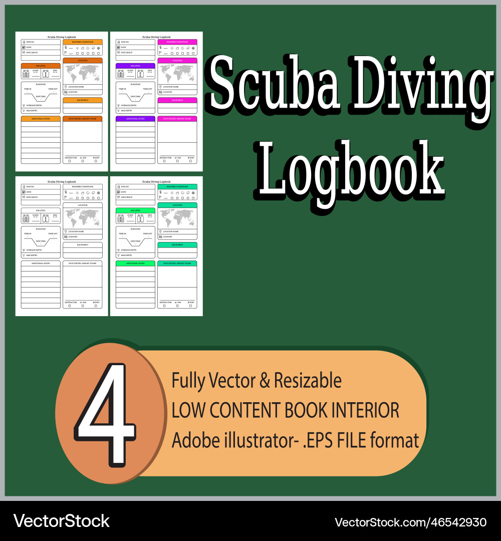 Scuba Diving Logbook - Waterproof Vector Image