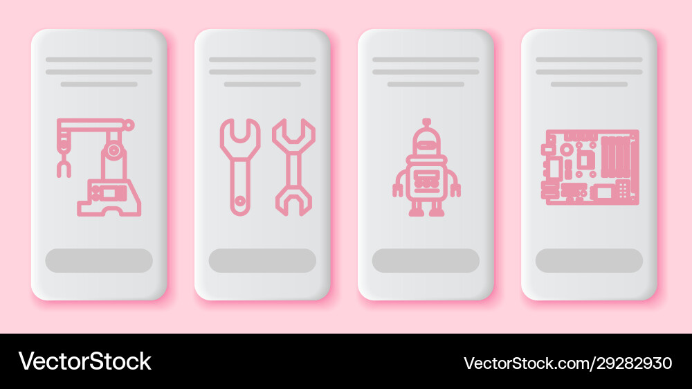 Set line assembly spanner robot Set line assembly spanner robot vector image