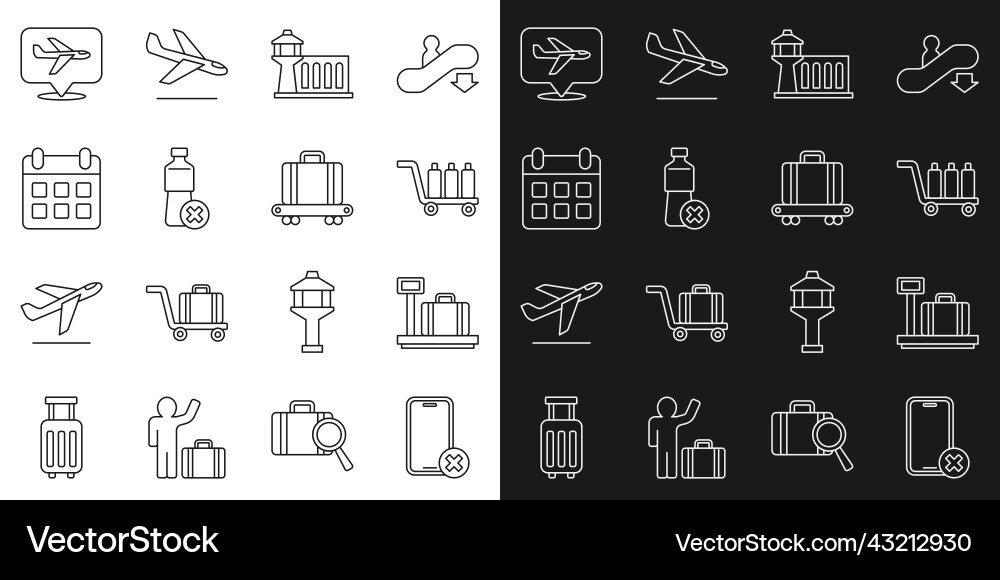 Set line no cell phone scale with suitcase Set line no cell phone scale with suitcase Vector Image