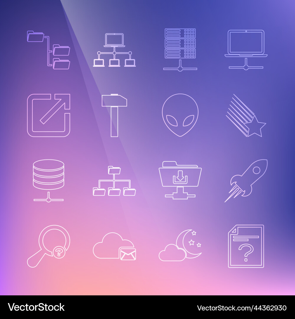 Set line unknown document rocket ship with fire Set line unknown document rocket ship with fire Vector Image