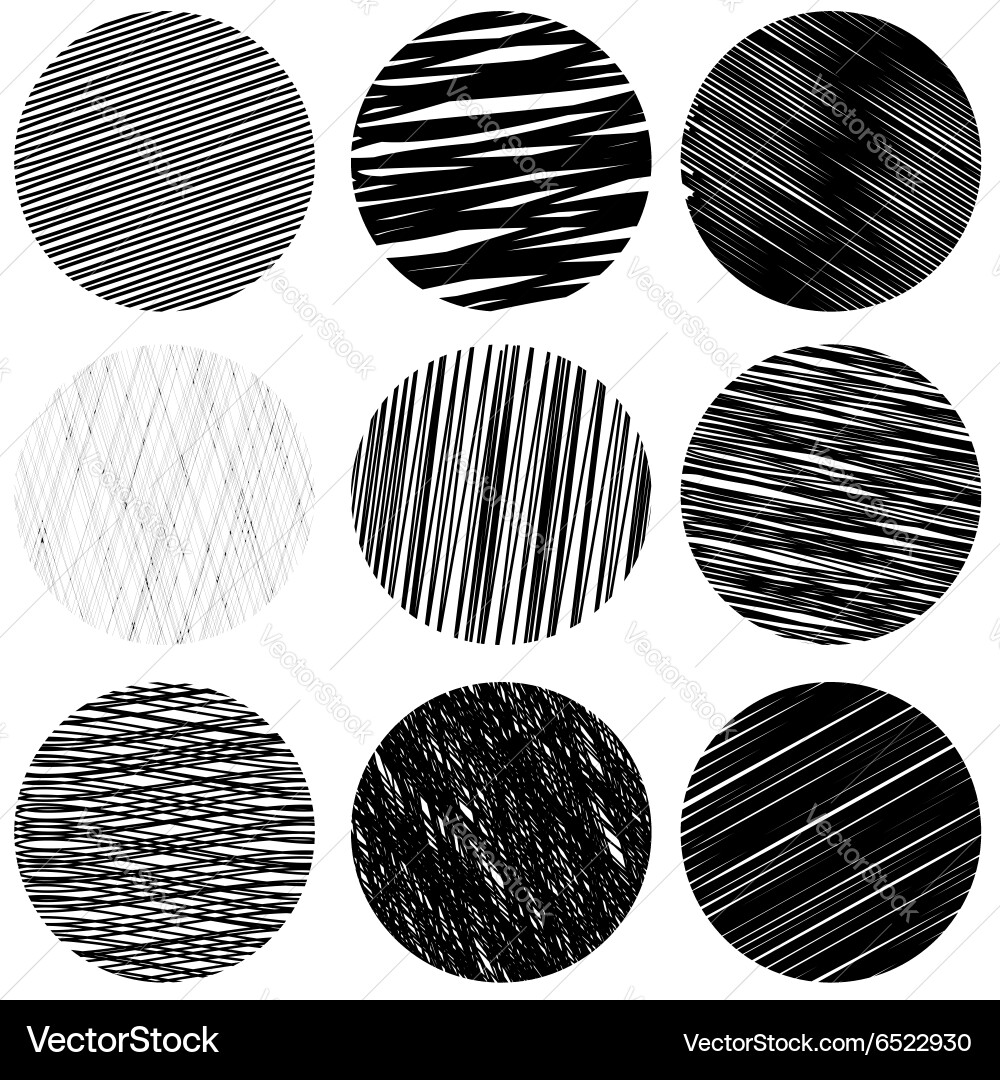 Set of black diagonal strokes patterns sketch vector image