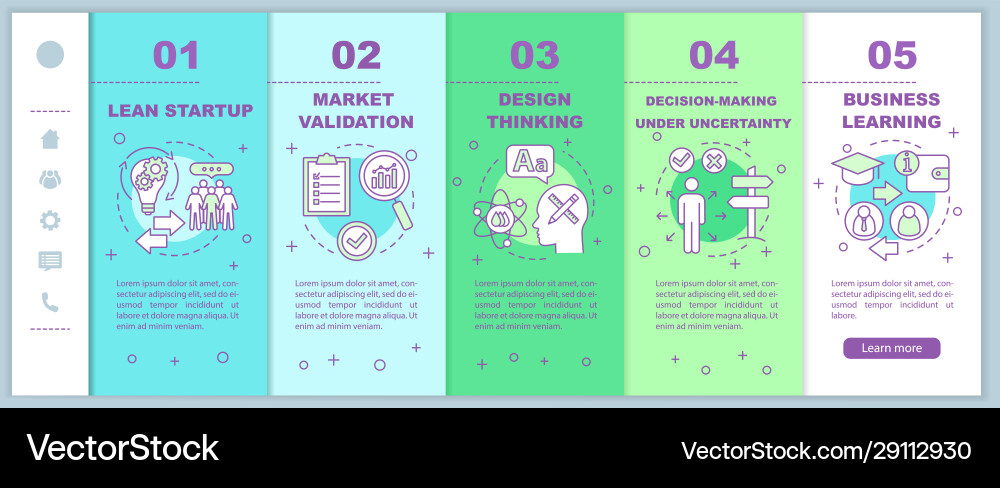 Startup principles onboarding mobile web pages Vector Image