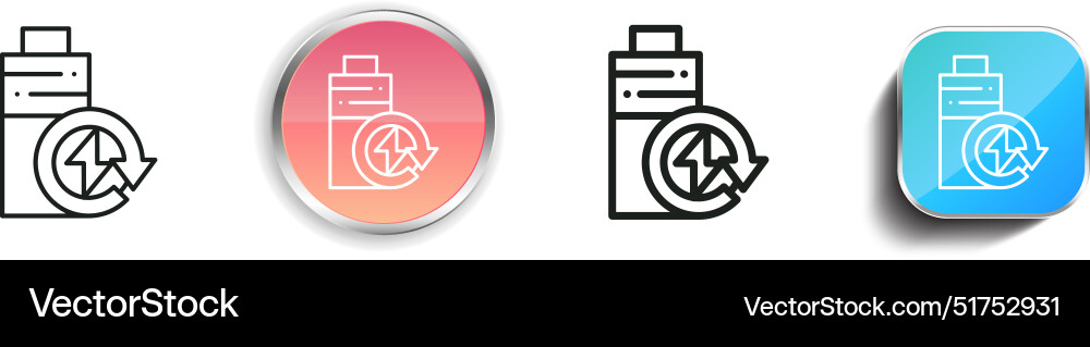 Battery icon thin linear regular and button style Battery icon thin linear regular and button style vector image