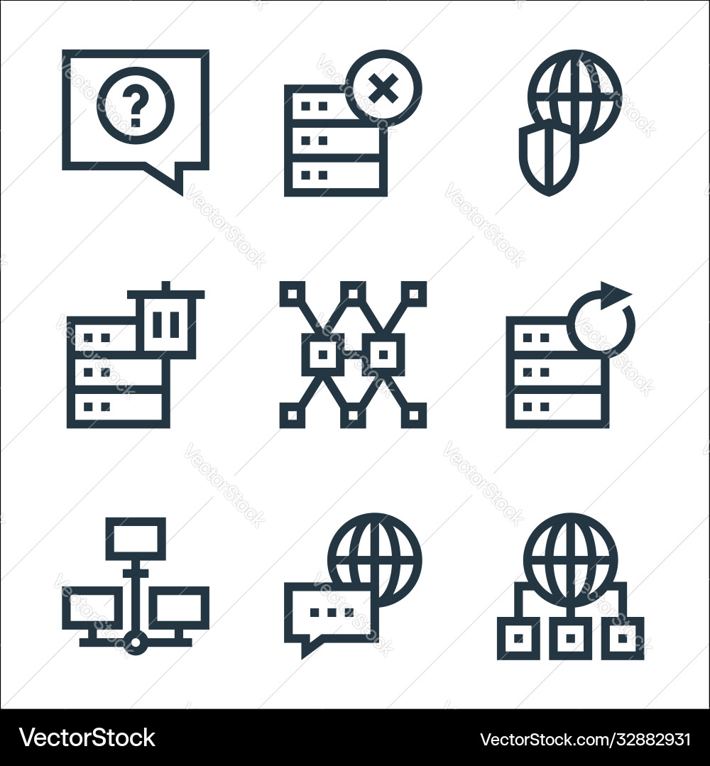 Big data line icons linear set quality vector image