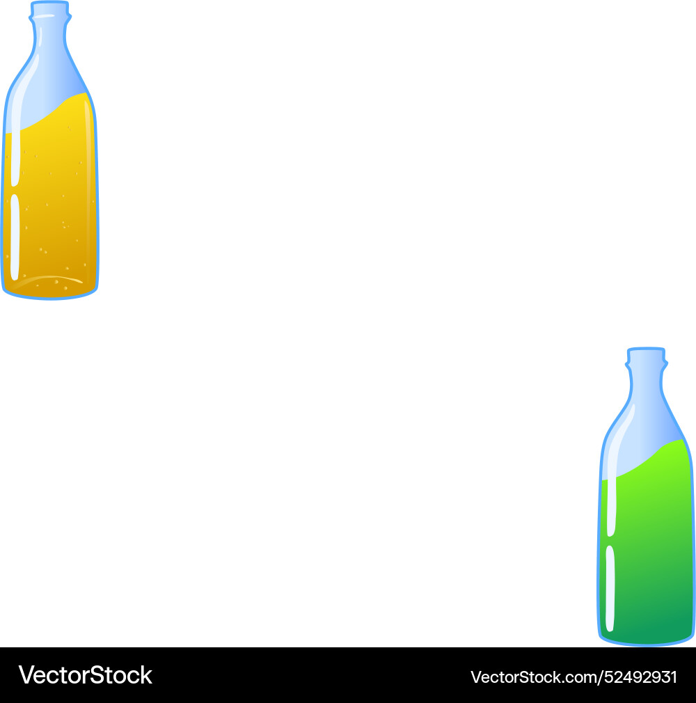 Eine Reihe von Glasflaschen mit gelber Flüssigkeit wie Eine Reihe von Glasflaschen mit gelber Flüssigkeit wie Vektorbild
