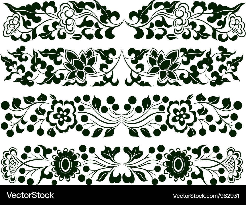 Flower border element set Vector Image