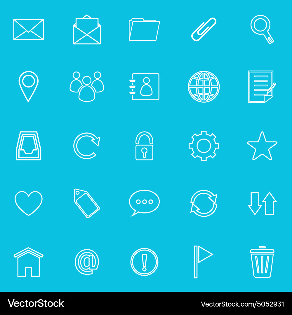 Mail line icons on blue background resize vector image
