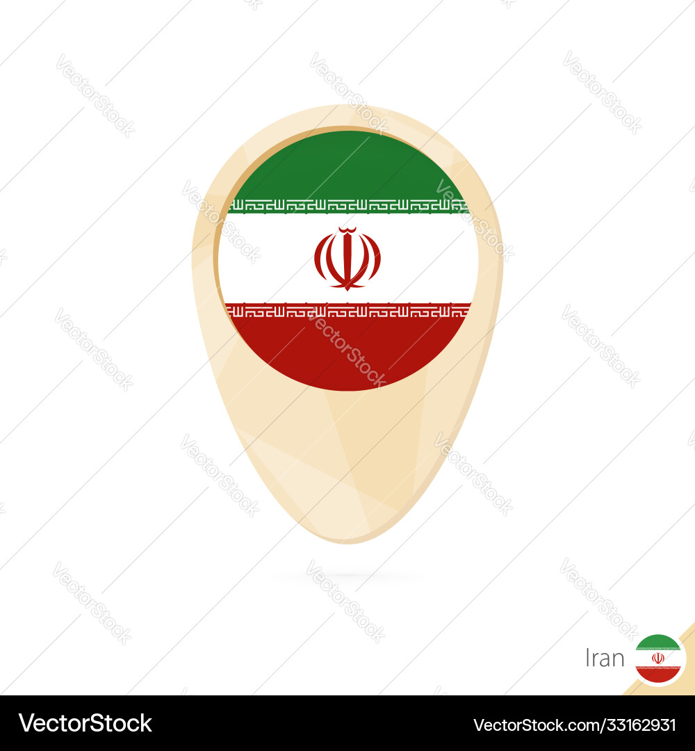 Map pointer with flag iran orange abstract vector image