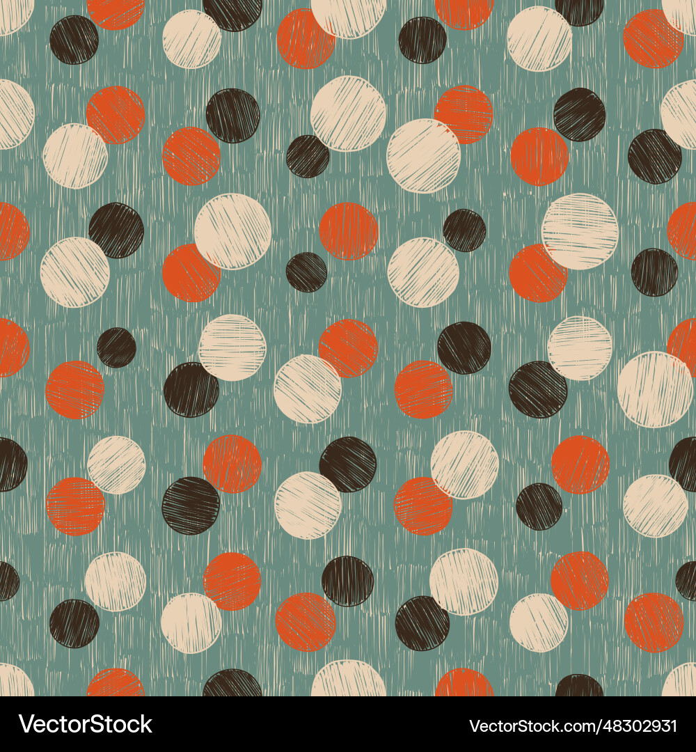 Seamless pattern with circles linear freehand Seamless pattern with circles linear freehand vector image