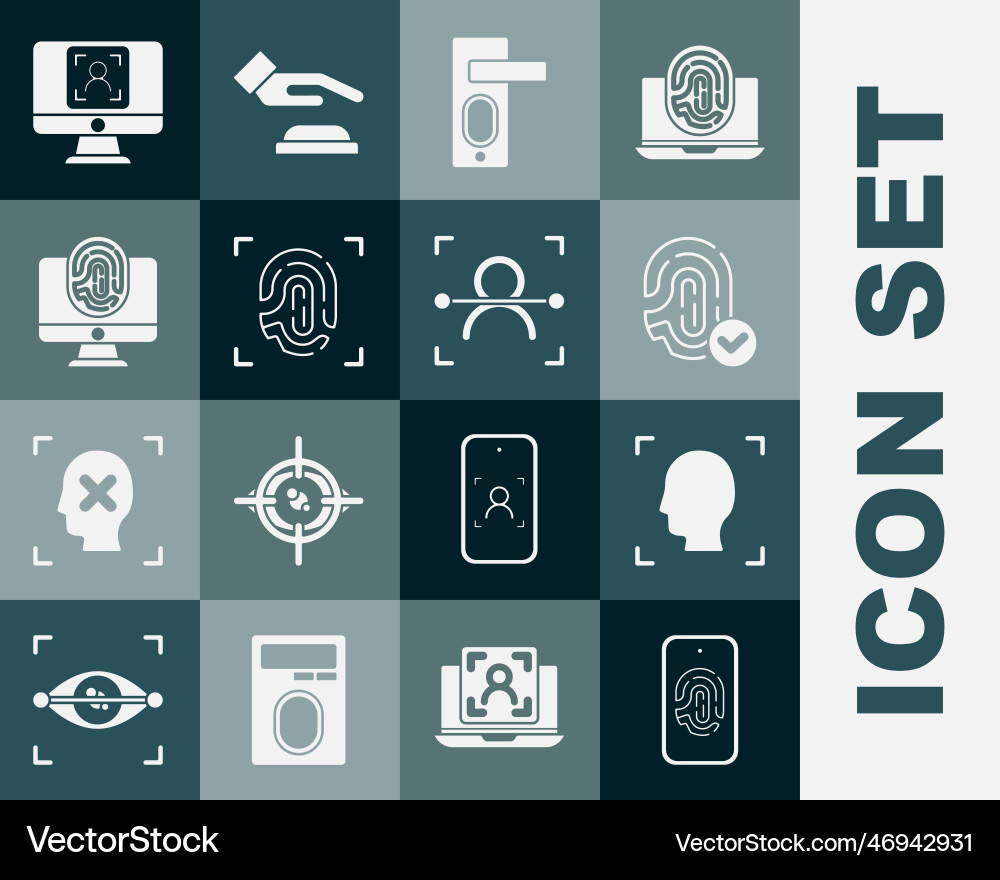 Set mobile with fingerprint scan face recognition Set mobile with fingerprint scan face recognition Vector Image