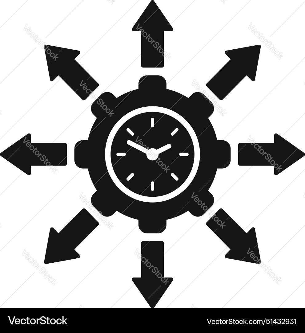 Time management concept icon with clock and arrows vector image