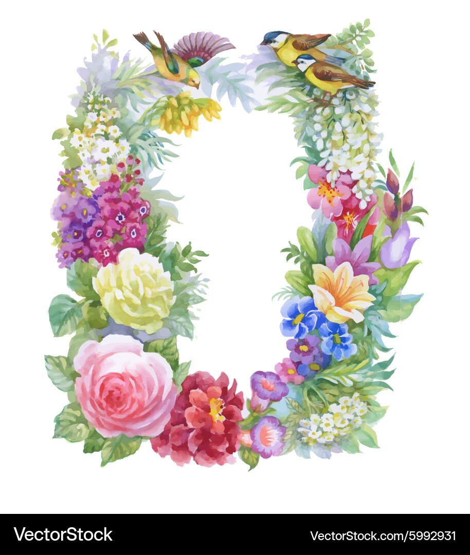 Watercolor wild exotic birds on flowers Vector Image