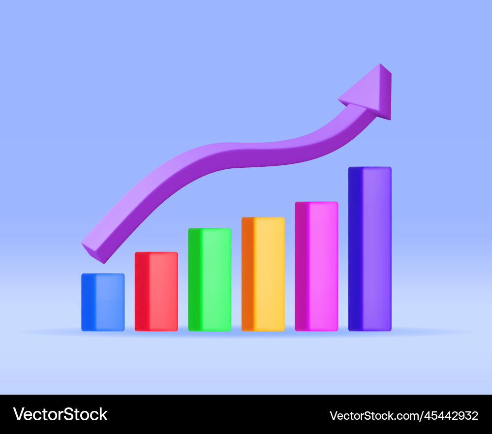 3d Wachstumsstockdiagramm mit Pfeil 3d Wachstumsstockdiagramm mit Pfeil vektorbild
