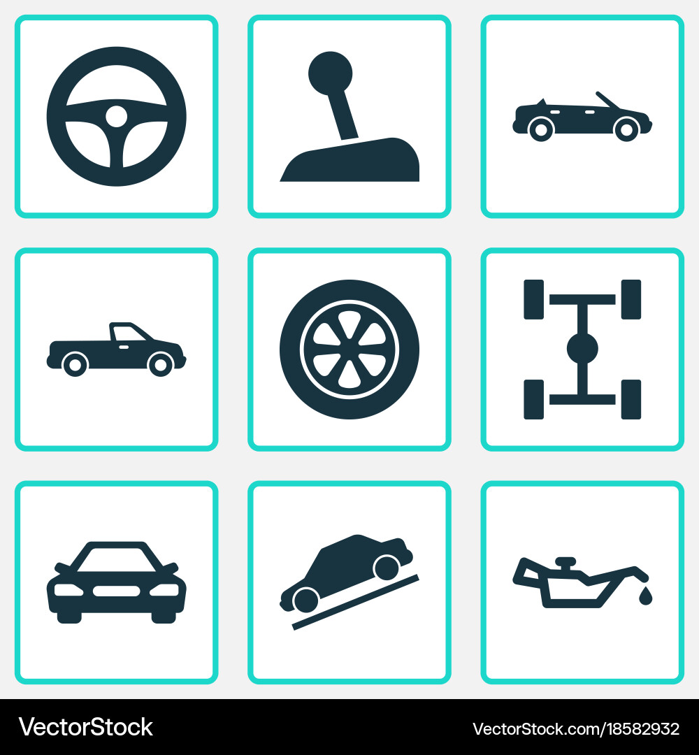 Auto icons set includes such as indicator vector image