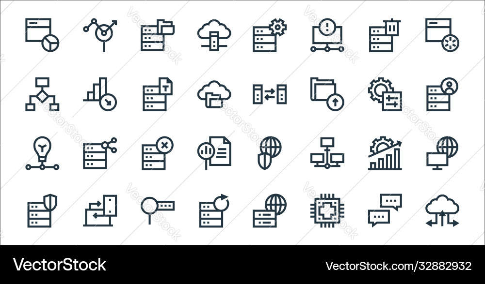 Big data line icons linear set quality Big data line icons linear set quality vector image