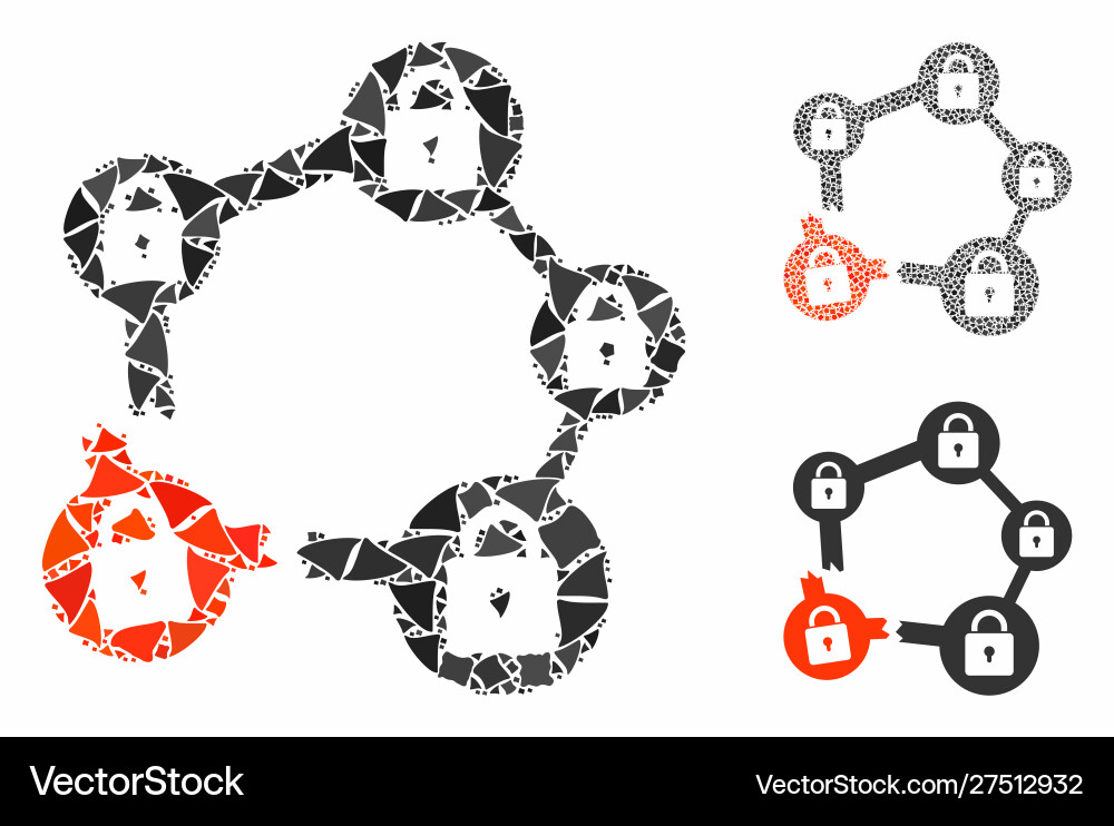 Broken blockchain network composition icon Broken blockchain network composition icon vector image