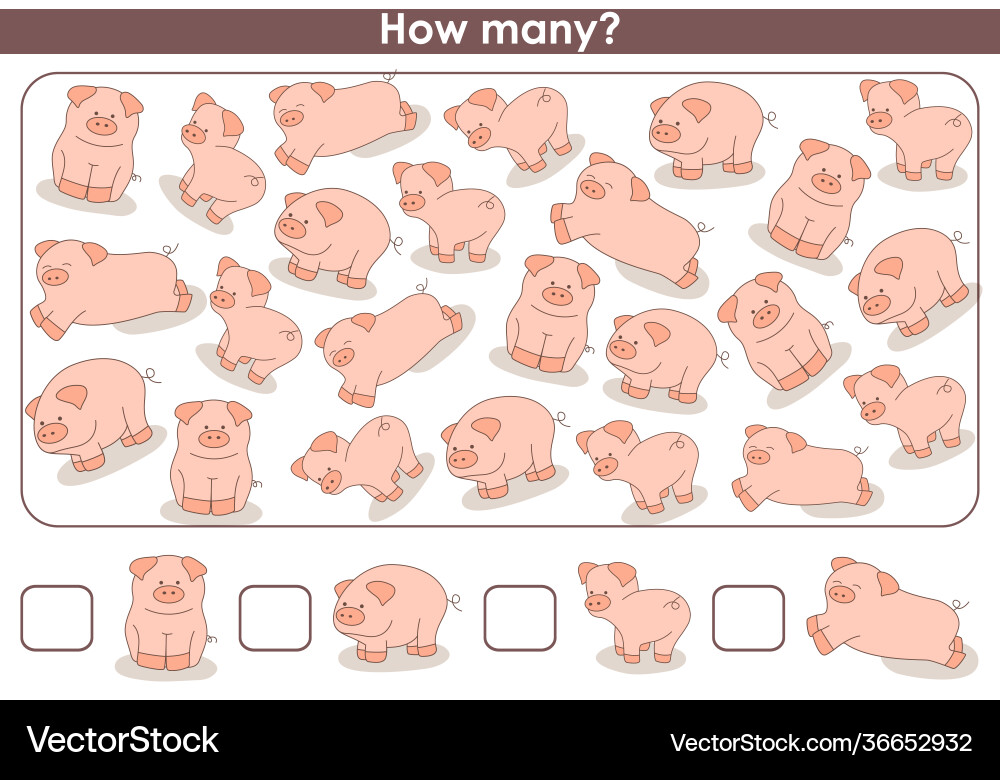 Count how many pigs counting game for children Vector Image