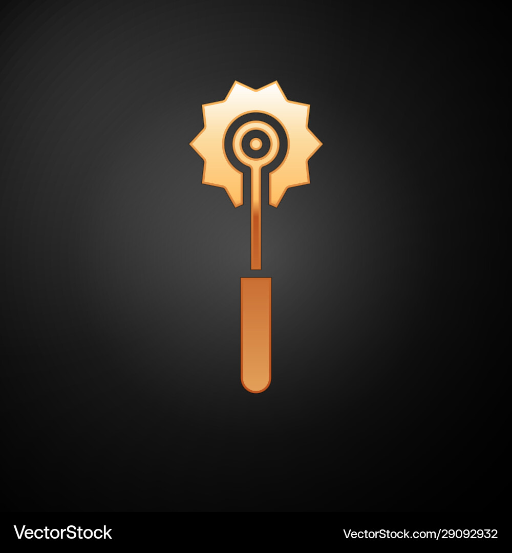 Gold pizza knife icon isolated on black background Gold pizza knife icon isolated on black background vector image