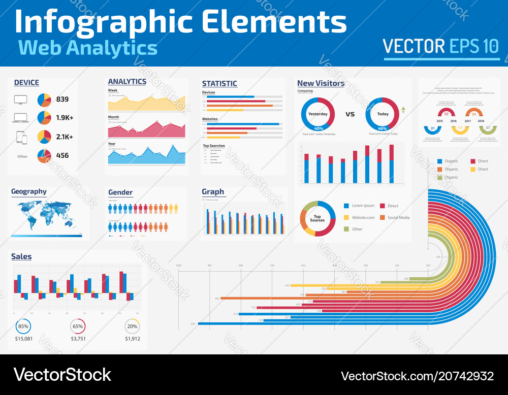 Infographic elements web analytics design template Infographic elements web analytics design template vector image