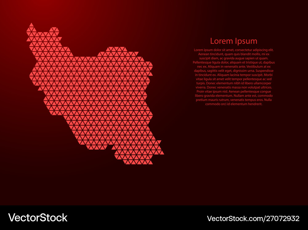 Iran map abstract schematic from red triangles Iran map abstract schematic from red triangles vector image