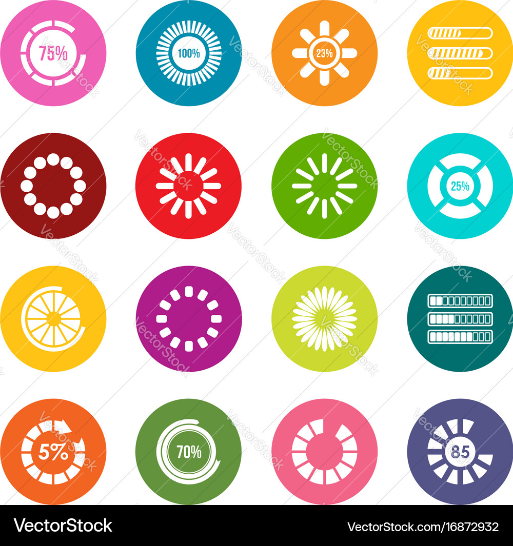 Loading bars and preloaders icons many colors set Vector Image