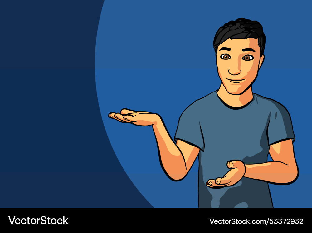 Man presenting copy space pointing with hand Man presenting copy space pointing with hand vector image