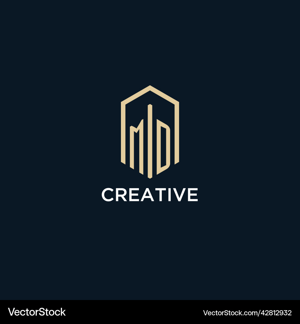 Md Monogramm Logo mit hexagonaler Form Md Monogramm Logo mit hexagonaler Form vektorbild