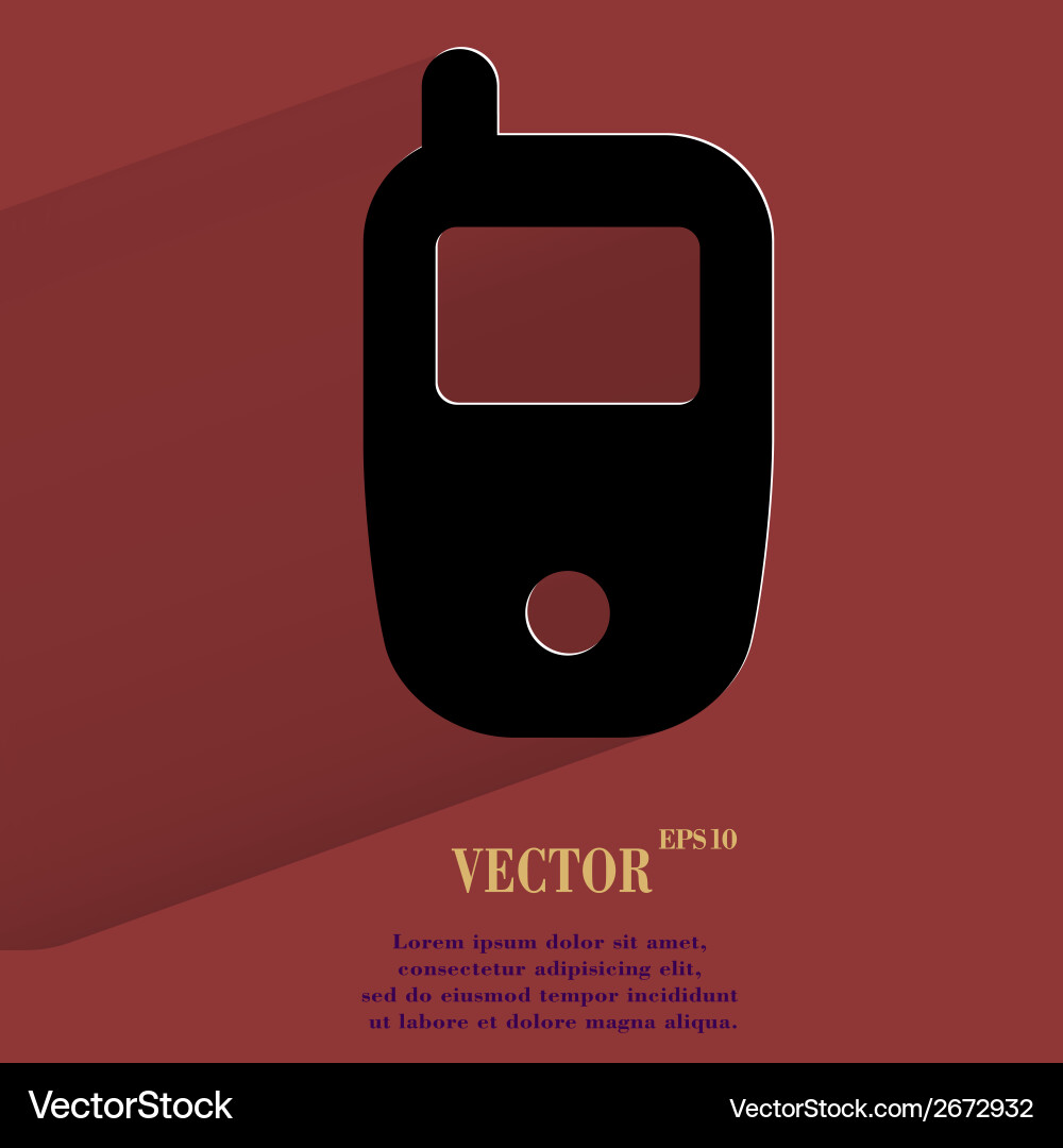 Mobile phone flat modern web button with long Vector Image