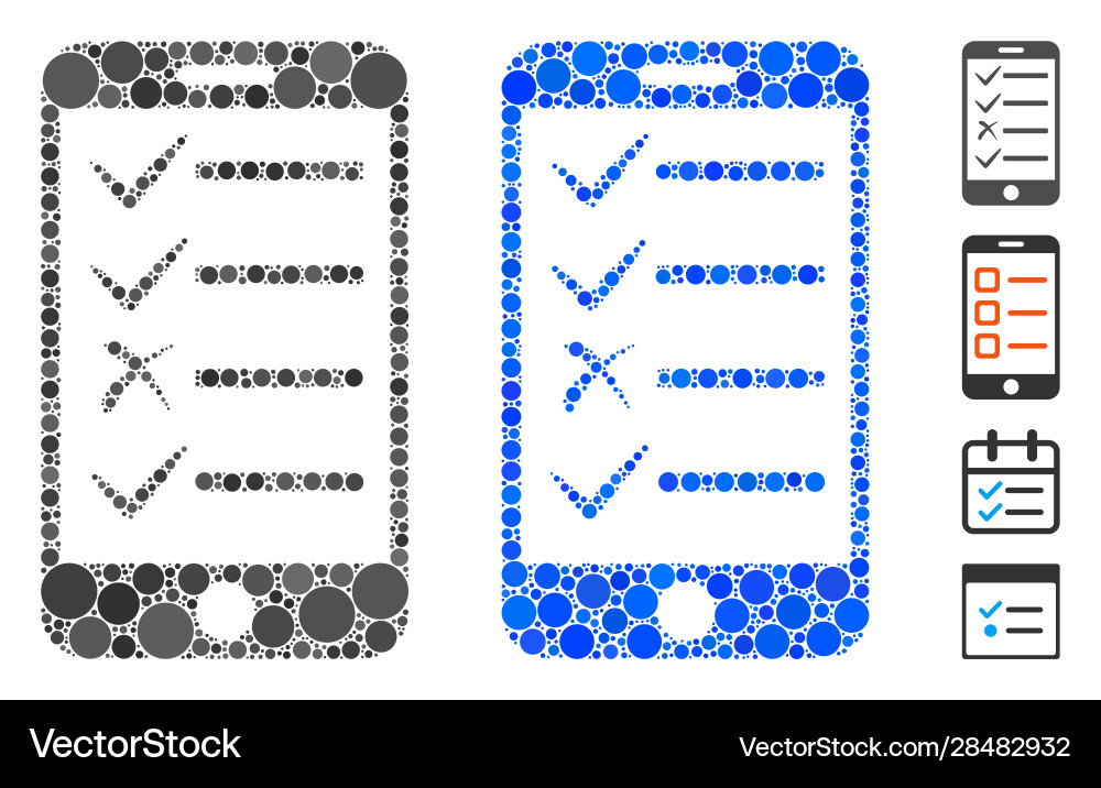 Mobile todo list mosaic icon round dots Mobile todo list mosaic icon round dots vector image