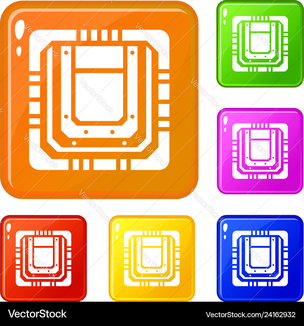 Modern microchip icons set color Modern microchip icons set color vector image