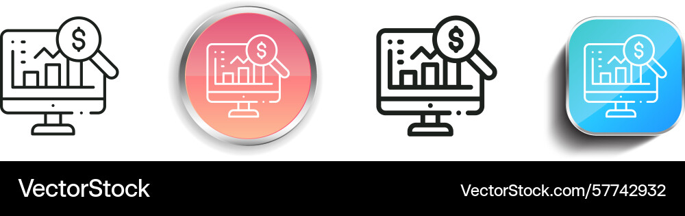 Research icon thin linear regular and button Research icon thin linear regular and button vector image