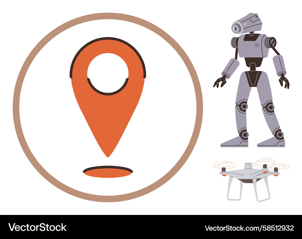 Robotics, Drones & Geolocation Tech Vector Image