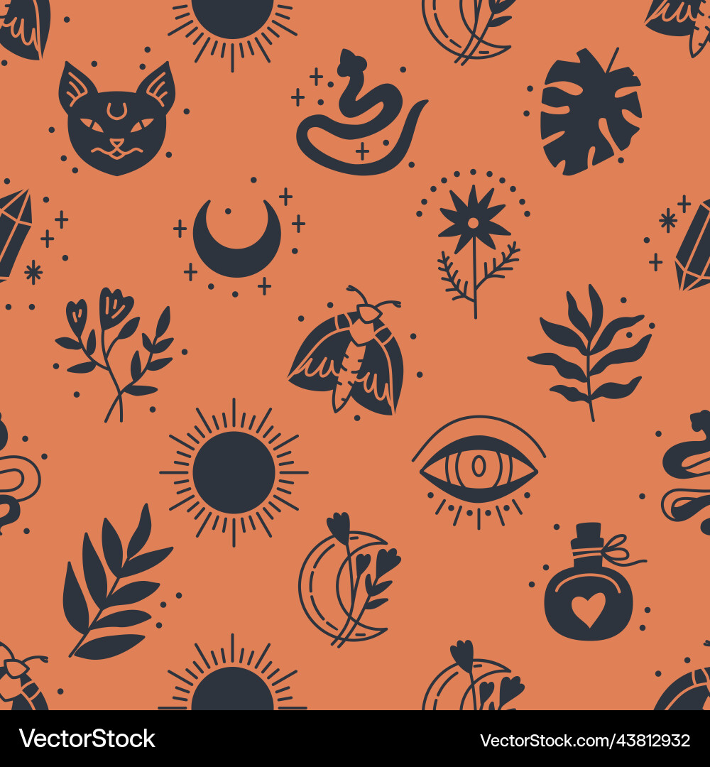 Seamless pattern of mystical and astrology objects Seamless pattern of mystical and astrology objects vector image