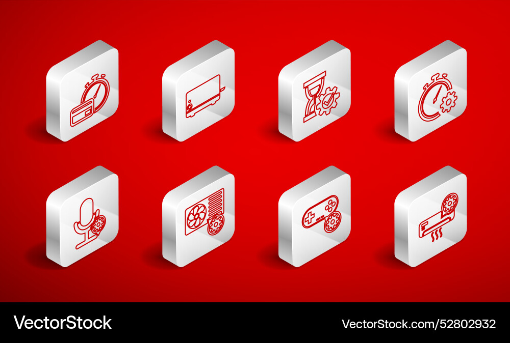 Set line air conditioner setting toaster Set line air conditioner setting toaster vector image